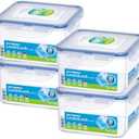 LOCK & LOCK Easy Essentials Storage Food Storage Container Set / Food Storage Bin Set - 4 Piece, Clear