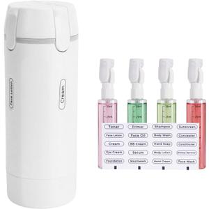 4 in 1 Travel Dispenser Bottle, 4 Pack 30ML Pump Bottle for Toiletries Leak Proof Travel Size Containers, Portable Containers for Shampoo Lotion Conditioner Cream (White)