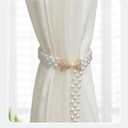 Funny live Curtain Tiebacks, 2 Pack Curtain Ties Outdoor Elegant Decorative Tie Backs Modern Pearl Tiebacks for Drapes Window Curtain Holdbacks for Draperies Accessories (Pearl Bow)