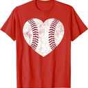Baseball Heart Shirt Cute Mom Dad Men Women Softball Gift T-Shirt Size 3T