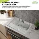 Stainless Steel Drop In 33x22 Inch Kitchen Sink - Modern Large Single Bowl Topmount Kitchen Sink Come With SS Grid,Silicon Mat,Drain Strainer Set Compatibility With Various Kitchen Styles, 33x22x9 inches