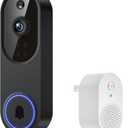 1080p Smart Wi-Fi Doorbell Camera with Doorbell Receiver, AI Motion Detection, Night Vision, Cloud Storage, 2 Way Audio, Battery Powered, 2.4GHz Wi-Fi Only