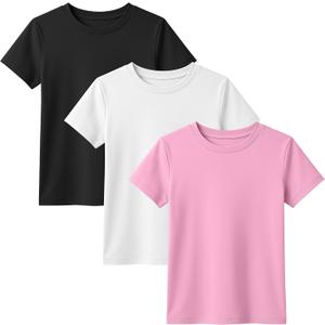 3 Pack Toddler Short Sleeve Tops | Crew Neck, Slim Fit, Summer Tees, Basic, Cute, Casual Tops, for Kids 18M-5T