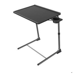 Adjustable TV Tray Table - TV Dinner Tray on Bed & Sofa, Comfortable Folding Table with 6 Height & 3 Tilt Angle Adjustments (Black)