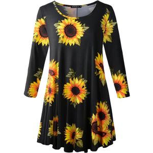 ZENNILO Women Casual Loose Fit Swing Flare Tunic Tops Basic Plus Size Flowy Shirt (White, XL)