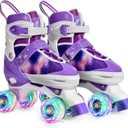 Gonex Roller Skates for Girls Kids Boys Women with All Light Up Wheels，Adjustable Rollerskates for Beginners Toddler Youth, Gift for Indoor Outdoor (Large Size 4-7 Big Kids, Purple)