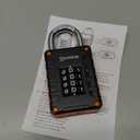 2.76 in Long Shackle Combination Lock | 4-Digit Padlock for Gym Locker, Cabinets, Toolboxes, Gates, Fences, Sheds | 1-Pack, Black/Orange