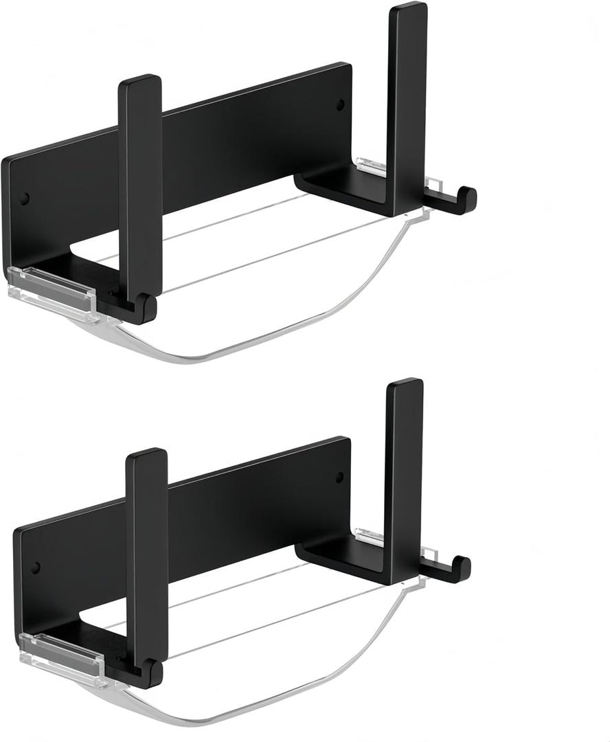 Wall-mounted Pot Lid Rack,Cutting Board Shelf,Self-adhesive Carbon Steel Pot Cover Storage Rack,with Drain Pan 2 Sets
