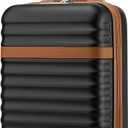 Kono Airline - Approved Carry - On Luggage, 22x14x9 inches, with TSA Lock, 20 - Inch Expandable Lightweight Hardshell Suitcase (Black - Brown, Suitable for 1-3 Days of Travel)