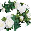 TELDRASSIL 4Pcs(26 FT) Artificial Rose Vine Fake Flower Garland Fake Silk Rose Hanging Vine for Wedding Party Background Arch Garden Background Decoration (White)