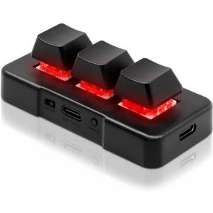 3 Key Mini Keypad Wireless USB 2 in 1 Mechanical Gaming Macro Keyboard Customized Programmable OSU Keypad with RGB Led for PC Gaming OSU Office Work HID (Black-Bluetooth)