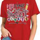 Teacher Shirt for Women-Weird Teacher Build Character Short Sleeve Teacher Appreciation Gift Tee Tops (Red, XL)