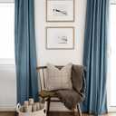 100% Blackout Shield Linen Blackout Curtains for Bedroom 84 Inches Long, Back Tab/Rod Pocket Living Room Drapes, Thermal Insulated Blackout Curtains 2 Panels Set, 50" W x 84" L, Stone Blue