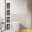 50"x13.39" Slim Tall Beige Bathroom Cabinet Narrow Storage for Small Spaces | with Doors and Shelves,Movable Skinny Organization
