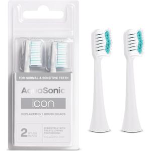 AquaSonic Genuine Icon Replacement Brush Heads | Compatible with AquaSonic Icon Toothbrush | 2 Brush Heads | for Normal & Sensitive Teeth (Pearl)