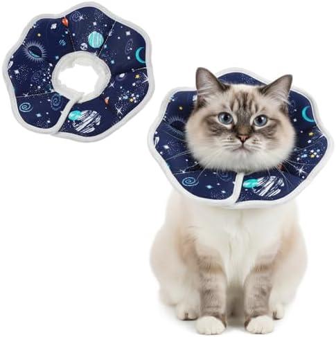 Soft Adjustable Cat Recovery Collar, Waterproof Elizabethan Cat Cone After Surgery, Comfortable Protective Collar for Small Puppy (S)