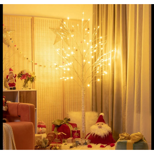 Pre-lit White Twig Birch Tree for Christmas Holiday w LED Lights