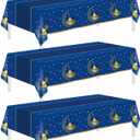 3 x Childom 3 Pack Ramadan Table Cloth,Ramadan Decorations for Home,54" x 108" Eid Mubarak Decorations,Eid Ramadan Tablecloths Rectangular,Blue Plastic Table Cloth Disposable Table Cover for Party Favors
