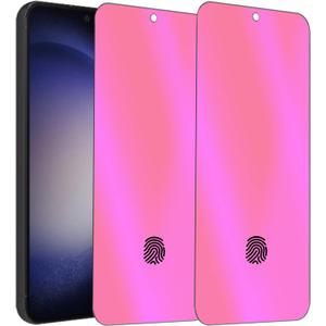 2 Pack Anti-Blue Privacy Tempered Glass for Samsung Galaxy S23 / Galaxy S22 Mirror Anti-Spy Screen Protector Film Electroplated Gradient Colorful Support Finger Unlock 6.1 inch