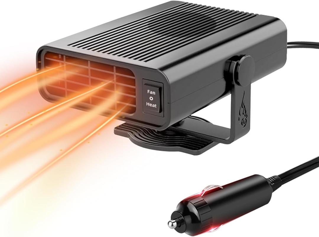 Car Heater, 12 Volt Cigarette Lighter Portable Heaters, Defroster for Car Windshield, 200W Fast Heating and Cooling Plug in Heater Fan and Defrosters for All Vehicles(Black)