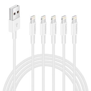 Apple iPhone Charger - 5Pack 3FT Lightning Cable Syncing & Charging, Compatible with iPhone Xs, Xs MAX, XR, X, 8/Plus, 7/6/5/Plus More (white)