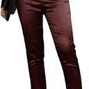 Fakanhui Women's Satin Silky Dress Casual Elastic High Waist Stretch Elegant Pants Trousers XS