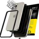 5 x NEW'C 3X Privacy for iPhone 15 Pro Screen Protector (6.1 inches)+ 3X Camera Lens Protector, Sensor Protection, Case Friendly Tempered Glass Film + Dust Plug - Easy Installation Tool Included