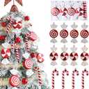 12 Pcs Candy Cane Ornaments for Christmas Tree - 6.5 Inch Red & White Assorted Shape Lollipop Hanging Decor with Ribbon for Sweet - Themed Xmas & New Year Party, Home Holiday Decorations