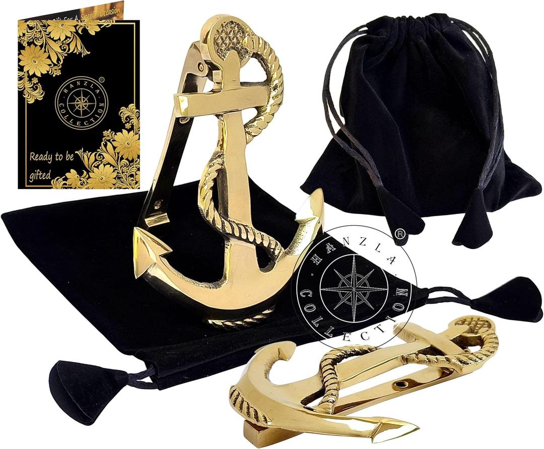 6" Brass Anchor Door Knocker Nautical Polished DoorKnocker Ship's Anchor Home Dcor Accessories