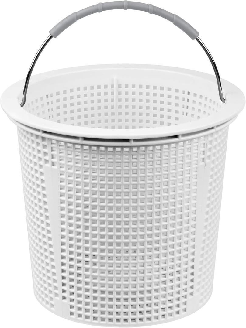 Heavy Duty 8 Inch Skimmer Basket for Pentair 85014500 & S200 Pool Skimmers - Built-in Weight, Stainless Steel Handle with Rubber Grip