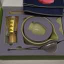 Matcha Whisk Set,9 Pcs Japanese Matcha Set Pink, Matcha Kit with Sifter, Matcha Tea Cloth, Matcha Powder Canister, Electric Rechargeable Frother(Green) (Round)