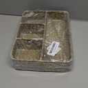 ELLDOO Tea Bag Organizer Tray, Sugar Packet Holder Coffee Pod Storage Condiment Organizer Seagrass Divided Basket for Pantry Coffee Bar Drawer Shelf Countertop, Whitewash