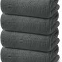 REDKISS 4 Pack Premium Bath Towels, Plush Coral Fleece Towels for Bathroom, Extra Large Bath Towels Set of 4 (35 x 70 in), Super Soft Highly Absorbent Shower Towels for Spa, Gym, Travel, Dark Gray (Carbon Grey 04)