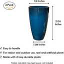 RUBBER BOND Plant Pots 2 Pack - Modern Indoor/Outdoor Planters for Home Decor - Weather-Resistant Large Flower Pots - Lightweight 22 Inches Tall Planters - Blue Glossy Round Pots for Plants