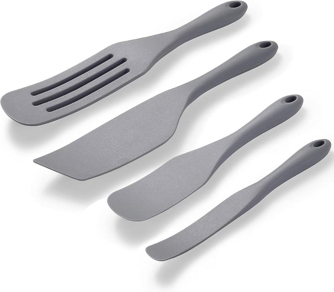 Tongjude Silicone Spurtle Set, Silicone Spatula Set, Heat Resistant Cooking Utensil for Nonstick Cookware, ServingBaking, Whisking, Smashing, Scooping, Spreading, 4 Piece
