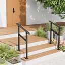 2 Pack Hand Rails for Outdoor Steps,1-2 Step Railing for Stairs,Adjustable Porch Railing,Hand Rails for Seniors,Outdoor Deck Handrails for Exterior Steps,Black, 4"L x 8"W