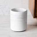 Bathroom Trash Can - Decorative Wastebasket Finished in Resin, Beautiful Marble Look, Modern Round Waste Basket for Bathroom, Powder Room Or Living (Marble Style), white