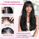 ALXNAN Hair Toppers For Women with Thinning 3D 360°Cover,26Inch Black Long Straight Layered Clip In Synthetic hair topper with Bangs