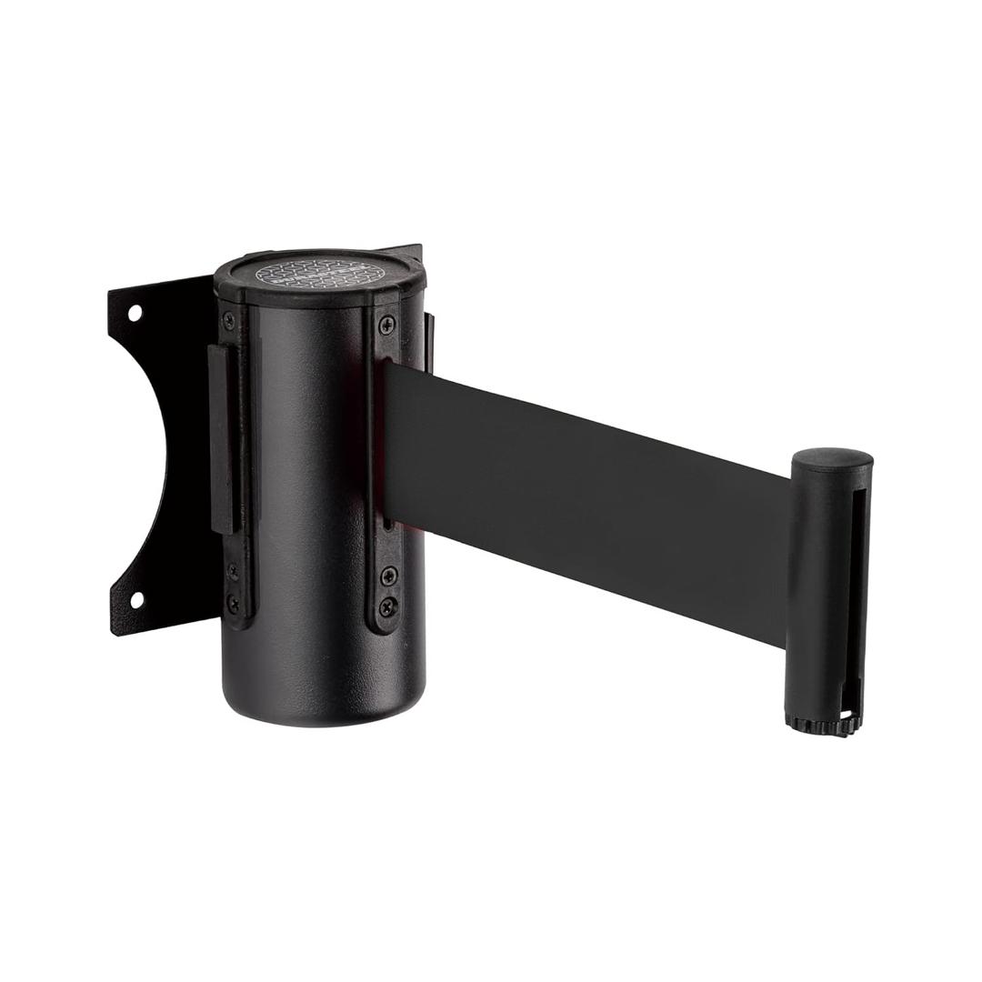 DuraSteel Wall Mount Crowd Control Retractable Belt Barrier - 9.2 Ft Black Retractables Barrier Belt, Crowd Control Barriers Do Not Enter Line Dividers for Crowds NOT Stanchions with Retractable Belts