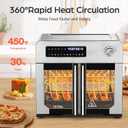 OSTBA French Door Air Fryer Toaster Oven Combo, 102 Recipes & 7 Accessories Extra Large Airfryer Convection Oven Countertop 10-in-1, 30% Faster 90% Less Oil, Stainless Steel, 24 QT