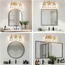 Crystal Bathroom Light Fixtures Over Mirror, Gold 3-Light Bathroom Vanity Lights Over Mirror Modern Wall Lighting Sconces with Ceramic E26 Base (Bulbs Not Include)