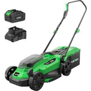 SOYUS Electric Lawn Mower Cordless, 13 Inch 20V Lawn Mowers with Brushless Motor, 2-in-1 Lawn Mower, 5-Position Height Adjustment, 4.0Ah Battery & Charger Included