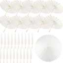 30 PCS 33 Inches White Paper Umbrellas, Oiled Chinese & Japanese Style White Parasols, White Paper Parasols Umbrellas Bulk for DIY Painting, Wedding, Bridal Party, Ceiling Decoration