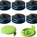 Thten 29242 29082 Trimmer Spool Replacement 27ft 0.065 inch for Greenworks 24V 40V 21052 29272 and 21212 Dual line Electric String Trimmers with 3411546A6 Cap Covers Parts(6Pack+2 Cap)