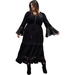 City Chic Women's Plus Size Maxi Dress - Tisha Lace (Black, 16+)