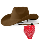 Wildarms Cowboy Hat with Bandana - Adjustable Wide Brim Western Hat for Men & Women,Costume Accessories for Rodeo & Halloween