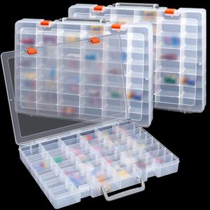 Juexica 3 Pcs 48 Grids Plastic Toy Storage Case Compatible with Mini Brands Collector Toys, Transparent Compartment Container Storage for Toy Jewelry Craft Bead (Box Only)