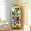 Triangle Stuffed Animal Storage, Wood Corner Toy Organizer Kids Room | Solid pine frame with breathable net, anti-tip base, DIY paint-ready top. Corner floor unit for bedroom, playroom, nursery