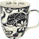 Karma Ceramic Black and White Boho Mug, Elephant , 16 oz