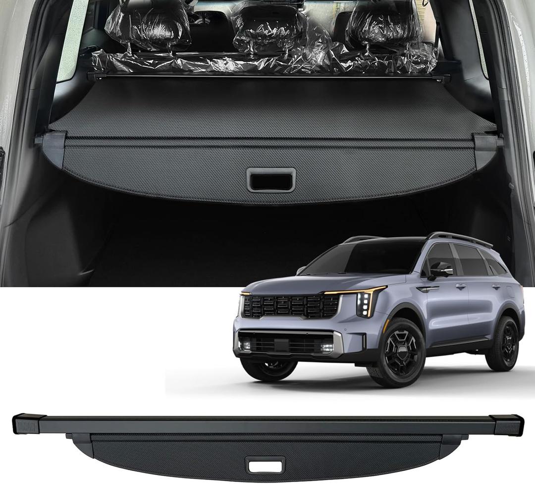 AUXKO Retractable Cargo Cover for Kia Sorento 2025 2024-2021, Trunk Cargo Cover for 2025 2024 Kia Sorento Luggage Security Shade Cover Shielding Shade Anti-Peeping Luggage Privacy Screen, Carbon Fiber